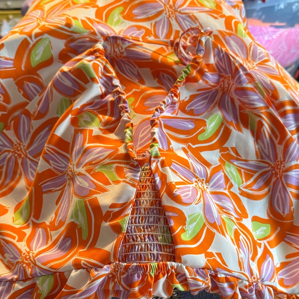 SHEIN Floral Orange and Purple Dress